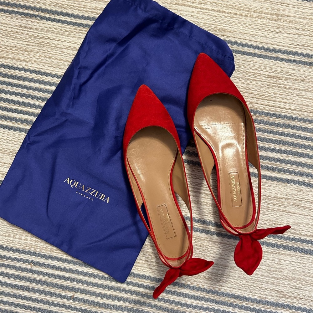 Aquazzura ballet flats. 36. Lipstick red suede.